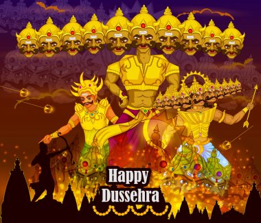 Tanrı Rama Ravana Hindistan Dussehra festival süresince öldürmek
