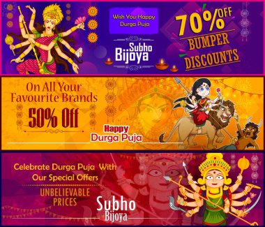 Tanrıça Durga mutlu Dussehra satış ve promosyon reklam arka planı için