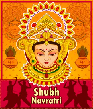 Garba dansı Dandiya Raas Dussehra veya Navratri için performans Çift