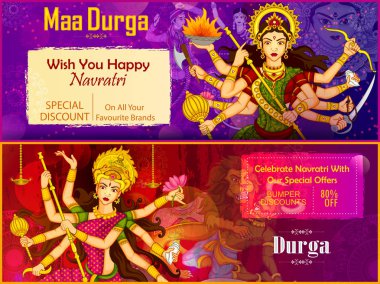 Tanrıça Durga mutlu Dussehra satış ve promosyon reklam arka planı için