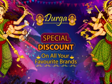 Tanrıça Durga mutlu Dussehra satış ve promosyon reklam arka planı için
