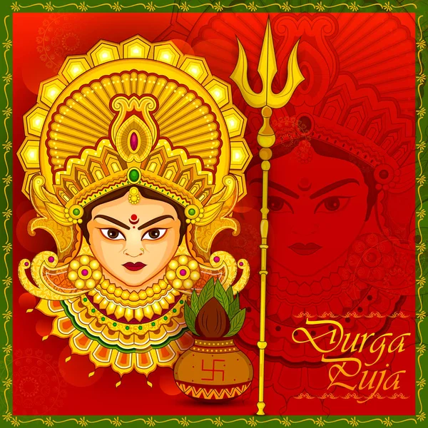 Rosto bonito da Deusa Durga para o festival Happy Dussehra ou Shubh Navratri —  Vetores de Stock