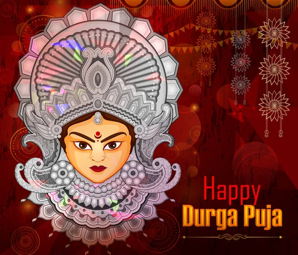 Beau visage de la déesse Durga pour Happy Dussehra ou Shubh Navratri festival — Image vectorielle