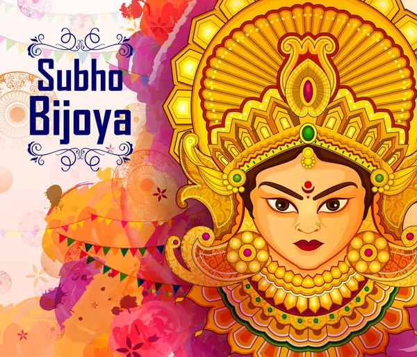 Beau visage de la déesse Durga pour Happy Dussehra ou Shubh Navratri festival — Image vectorielle