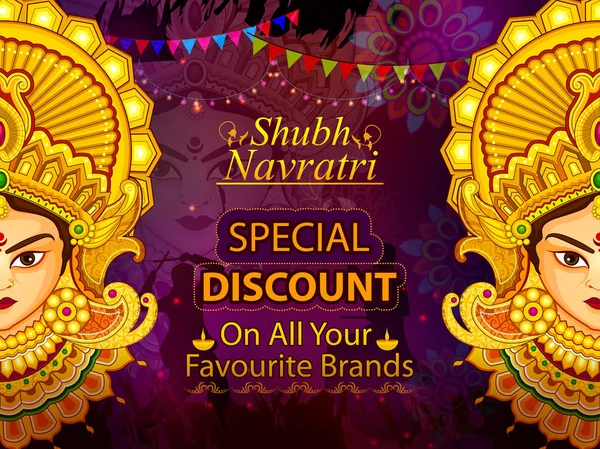 Tanrıça Durga güzel yüz mutlu Dussehra veya Shubh Navratri Festivali için