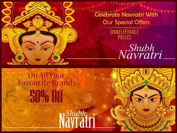 Tanrıça Durga güzel yüzünü mutlu Dussehra veya Shubh Navratri festival satış ve promosyon reklam arka planı için