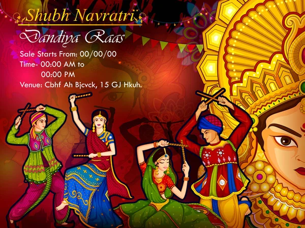 Garba dansı Dandiya Raas Dussehra veya Navratri için performans Çift