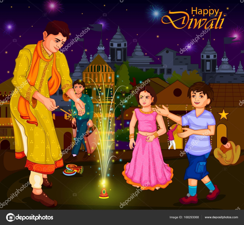 Indian family people celebrating Diwali festival of India Stock Vector  Image by ©stockillustration #168293068