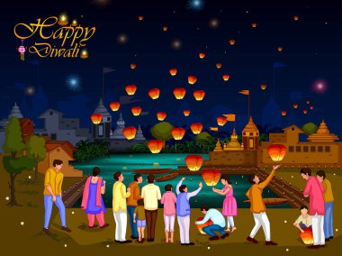 Hint aile insanlar Diwali Festivali Hindistan kutluyor