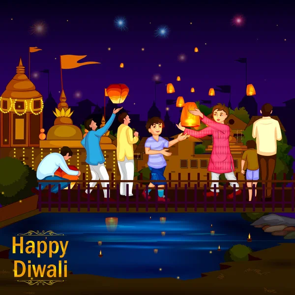 Indian family people celebrating Diwali festival of India