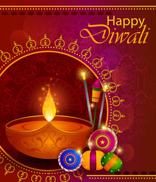 Happy Diwali ljus festival av Indien hälsning bakgrund — Stock vektor