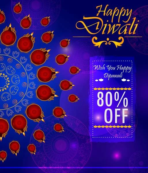 Happy Diwali light festival of India greeting advertisement sale banner background — Stock Vector