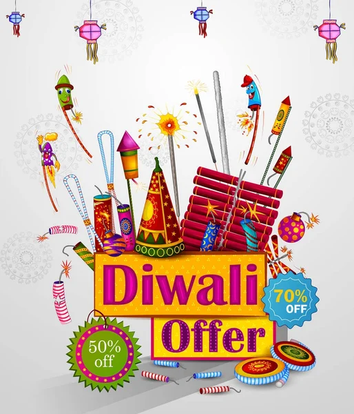 Feliz festival de luz Diwali de la India saludo anuncio venta banner fondo — Vector de stock