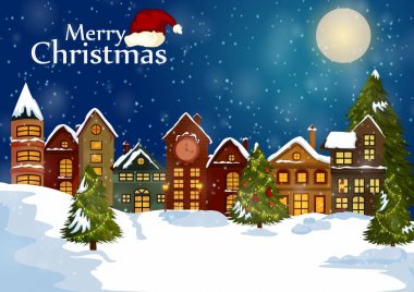 Arka plan için Merry Christmas tebrik mutlu kış kutlama ev dekore edilmiş