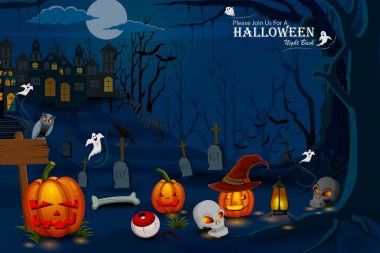 Korkunç Cadılar Bayramı tatil arka plan tebrik perili