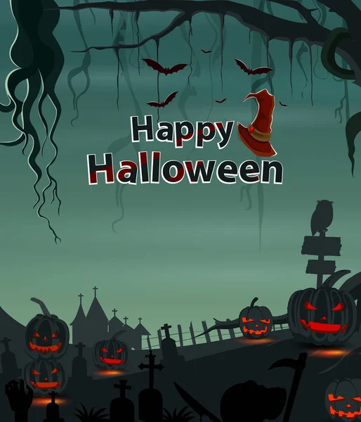 Skrämmande haunted Halloween hälsning holiday bakgrund — Stock vektor