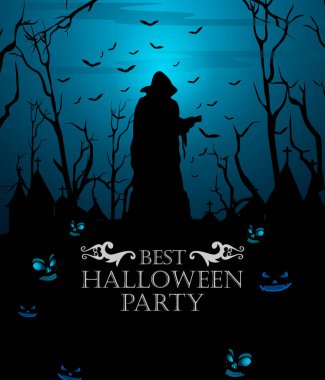 Korkunç Cadılar Bayramı tatil arka plan tebrik perili