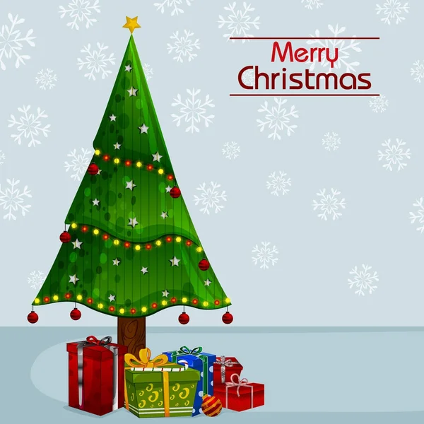 Dekorativní borovice pro šťastný nový rok a veselé vánoční pozdrav pozadí — Stockový vektor