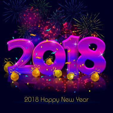 Mutlu yeni yıl 2018 tebrik kartı şablon arka plan tasarımı istiyor