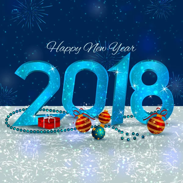 Feliz Año Nuevo 2018 deseos tarjeta de felicitación plantilla de diseño de fondo — Archivo Imágenes Vectoriales