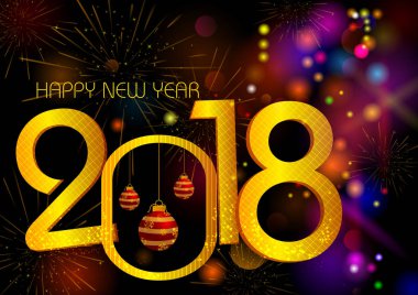 Mutlu yeni yıl 2018 tebrik kartı şablon arka plan tasarımı istiyor