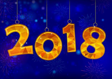 Mutlu yeni yıl 2018 tebrik kartı şablon arka plan tasarımı istiyor