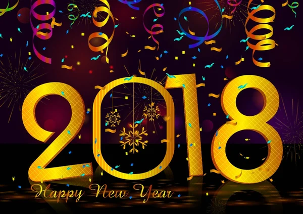 Feliz Año Nuevo 2018 deseos tarjeta de felicitación plantilla de diseño de fondo — Archivo Imágenes Vectoriales