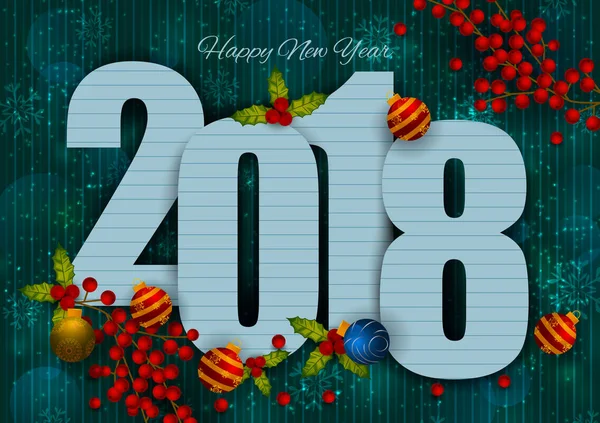 Happy New Year 2018 wenst wenskaart sjabloonontwerp achtergrond — Stockvector