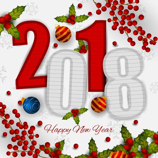 Frohes neues Jahr 2018 wünscht Grußkarte Vorlage Hintergrunddesign — Stockvektor