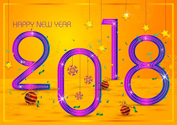 Feliz Ano Novo 2018 desejos cartão de saudação modelo fundo design — Vetor de Stock