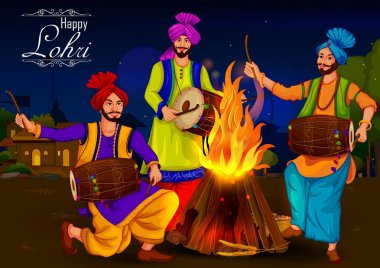 Festival Hindistan ürün toplama Lohri Punjabi dini bayram arka plan mutlu