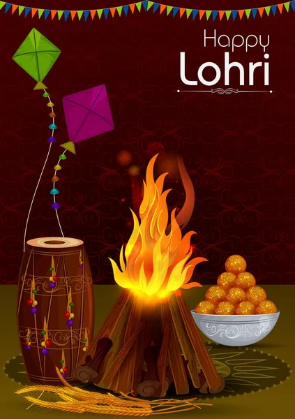 Feliz Lohri Punjabi fundo feriado religioso para colheita festival da Índia — Vetor de Stock