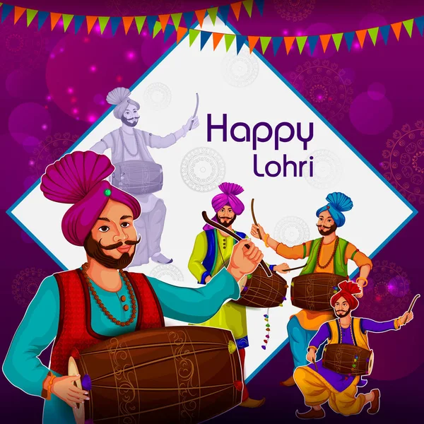 Счастливый религиозный праздник Лохри-пенджаби в Индии — стоковый вектор