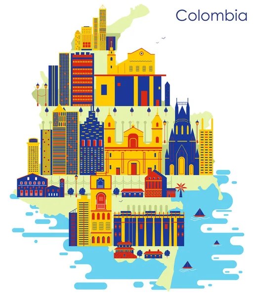 Bina ile ülke Kolombiya Haritası ve ünlü anıt