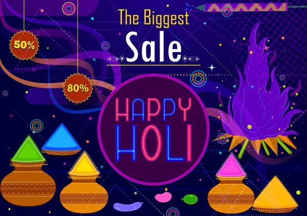 Colorido tradicional Holi Shopping oferta de descuento fondo de publicidad para el festival de colores de la India — Archivo Imágenes Vectoriales