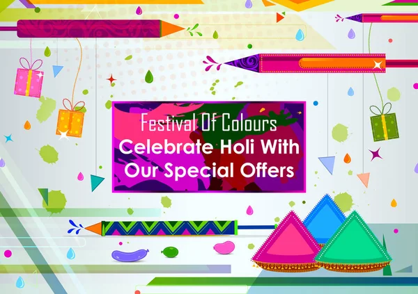 Colorido tradicional Holi Shopping oferta de descuento fondo de publicidad para el festival de colores de la India — Archivo Imágenes Vectoriales