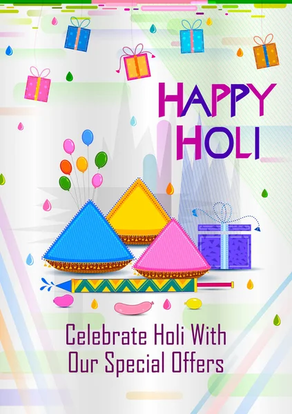 Colorido tradicional Holi Shopping oferta de descuento fondo de publicidad para el festival de colores de la India — Archivo Imágenes Vectoriales