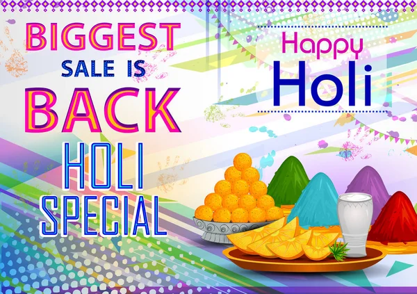 Colorido tradicional Holi Shopping oferta de descuento fondo de publicidad para el festival de colores de la India — Archivo Imágenes Vectoriales