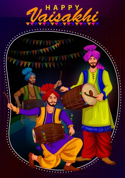 Glücklich vaisakhi punjabi religiösen Feiertag Hintergrund für das Neujahrsfest des Punjab Indien — Stockvektor