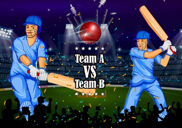 Batedor esportes Jogador jogando jogo de críquete —  Vetores de Stock