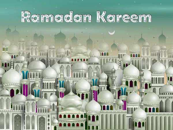 Geschmückte Moschee in eid mubarak happy eid ramadan background — Stockvektor