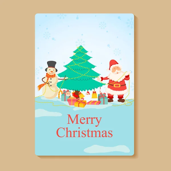 Santa Claus in Merry Christmas holiday greeting card background — ストックベクタ