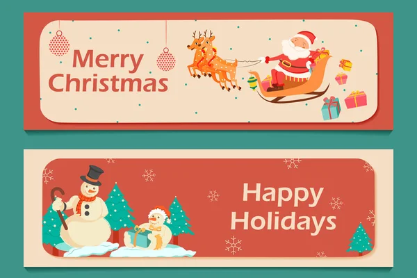 Père Noël en Joyeux Noël vacances fond de carte de voeux — Image vectorielle