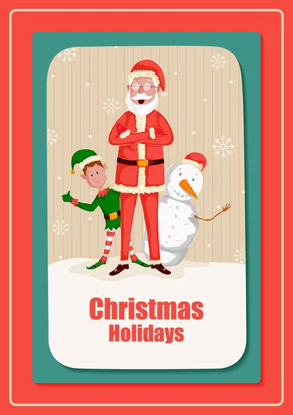 Άγιος Βασίλης σε Καλά Χριστούγεννα διακοπές φόντο ευχετήρια κάρτα — Διανυσματικό Αρχείο