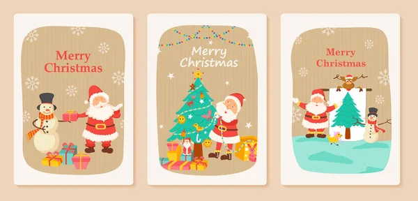 Santa Claus in Merry Christmas holiday greeting card background — Stock Vector