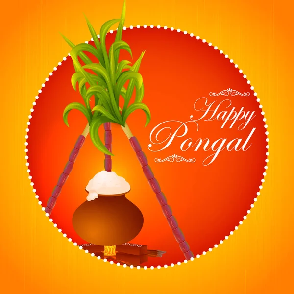 Happy Pongal fundo feriado religioso para colheita festival da Índia —  Vetores de Stock