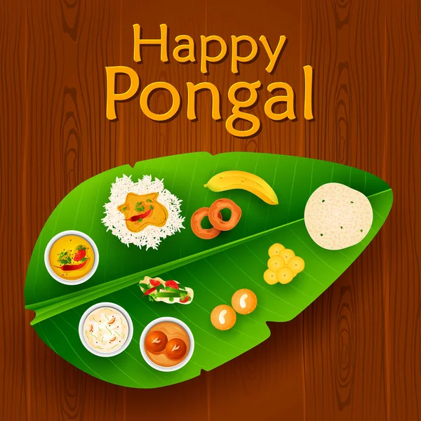 Happy Pongal fundo feriado religioso para colheita festival da Índia — Vetor de Stock