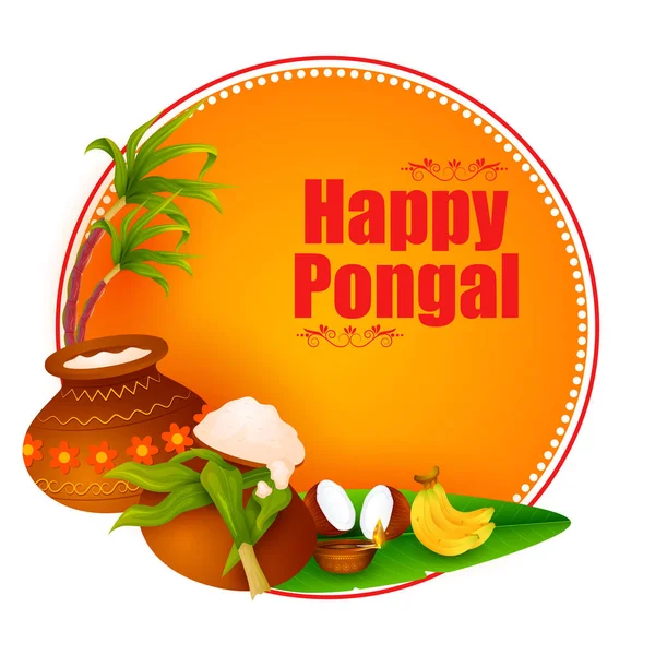 Happy Pongal fond de fête religieuse pour la fête de la récolte de l'Inde — Image vectorielle