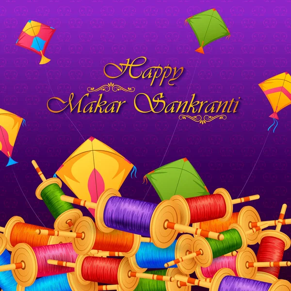 Mutlu Makar Sankranti hasat festivali Hindistan kutlama geçmişi — Stok Vektör