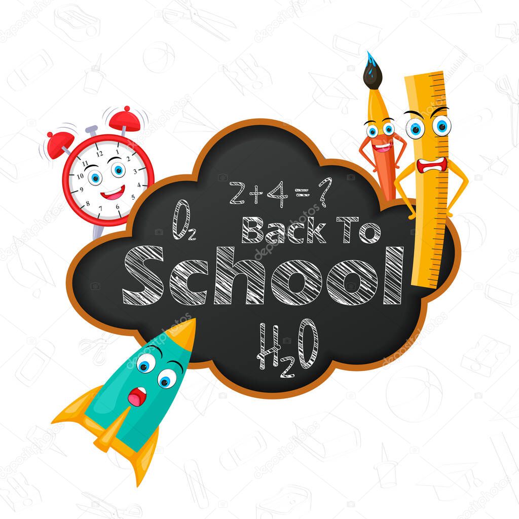 Back to School concept with chalkboard and other stationery object